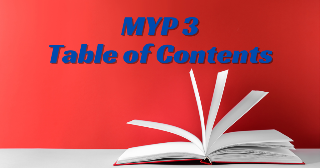 Table of Contents MYP 3 table of contents